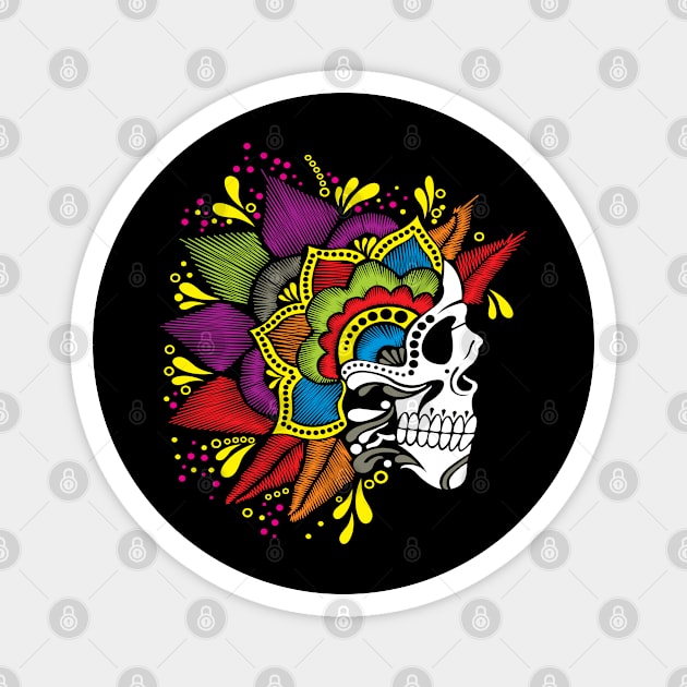 Mexican Skull Embroidery Effect Magnet by Velvet Love Design 